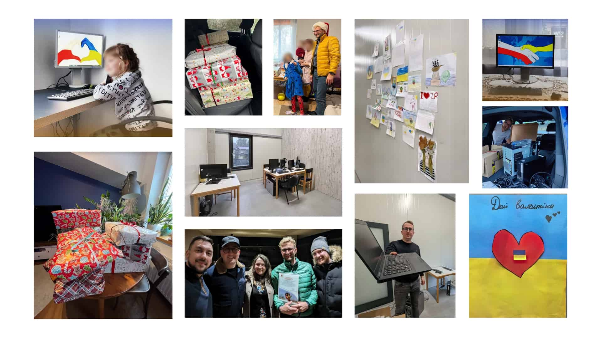 A collage of photos from our charity work