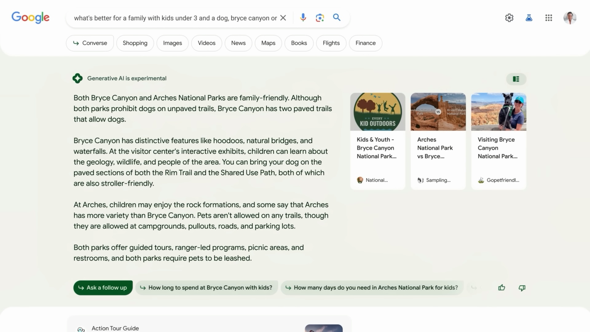 Screenshot of how SERPs will look like with AI